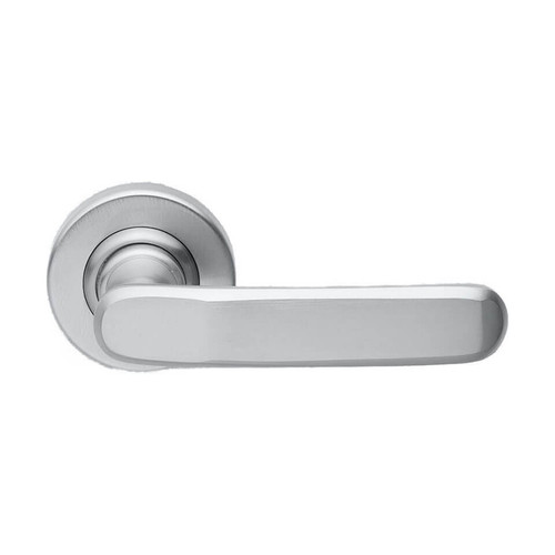 Domino Apex Lever Door Handle - Round Rosette - 53mm - Satin Chrome