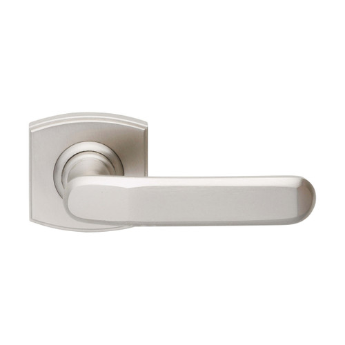 Domino Apex Lever Door Handle - Curved Rosette - 55mm x 55mm - Satin Nickel
