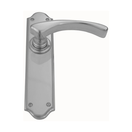 Domino Aspen Lever Door Handle - Shouldered Plate - Satin Chrome