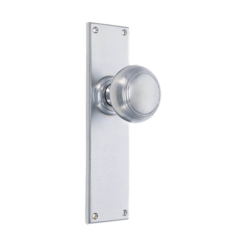 Domino Mesa Door Knob - Chamfered Plate - Satin Chrome
