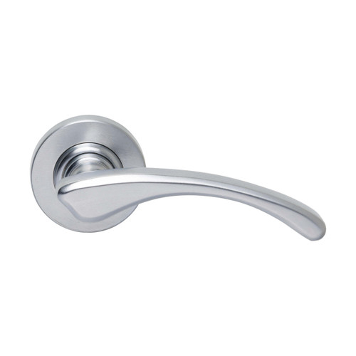 Domino Aspen Lever Door Handle - Round Rosette - 53mm - Satin Chrome