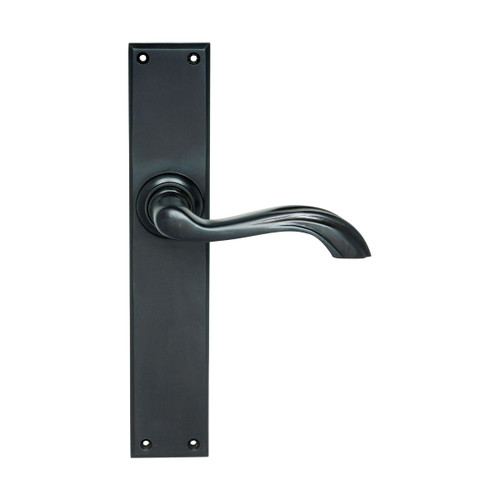 Domino Leroy Lever Door Handle - Chamfered Plate - Antique Bronze