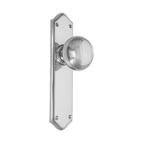 Domino Mesa Door Knob - Shouldered Plate - Chrome