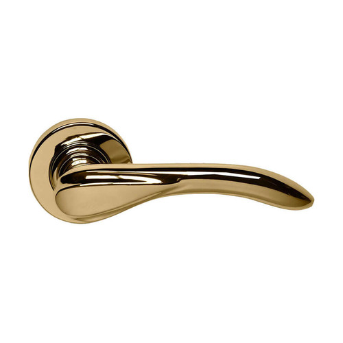 Domino Albus Lever Door Handle - Round Rosette - 53mm - Polished Brass