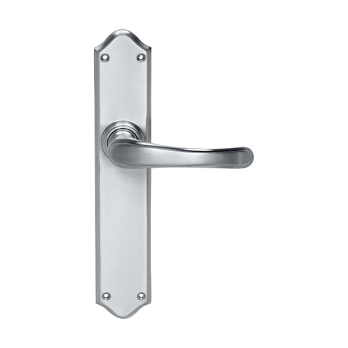 Domino Cullen Lever Door Handle - Shouldered Plate - Satin Chrome