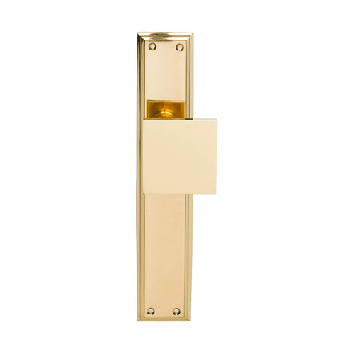 Domino Bruin Offset Door Knob - Double Bevelled Plate - Polished Brass