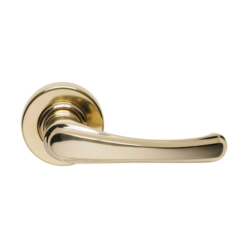 Domino Cullen Lever Door Handle - Round Rosette - 53mm - Polished Brass