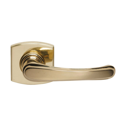 Domino Cullen Lever Door Handle - Curved Rosette - 55mm x 55mm - Polished Brass