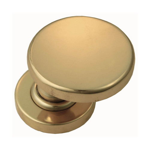 Domino Adonis Offset Door Knob - Round Rosette - 53mm - Polished Brass