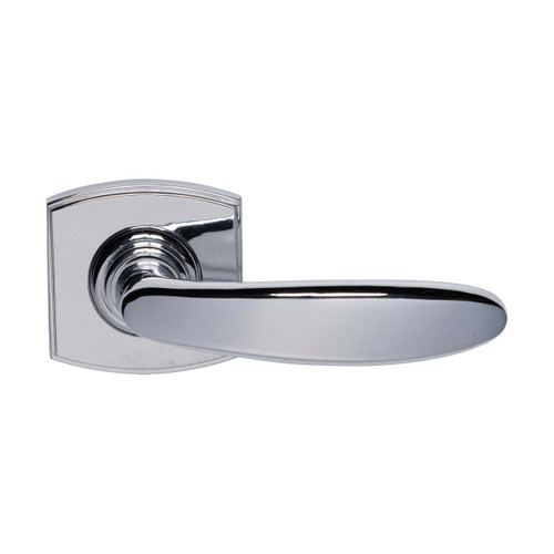 Domino Phanes Lever Door Handle - Curved Rosette - 55mm x 55mm - Chrome