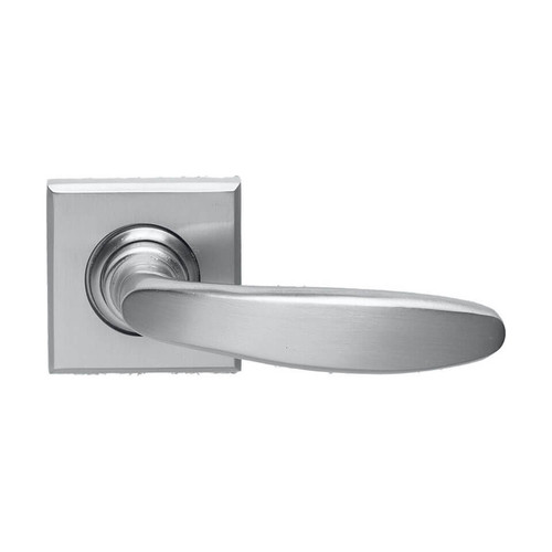 Domino Phanes Lever Door Handle - Square Rosette Plate - Satin Chrome