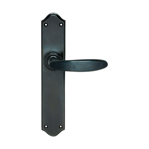 Domino Phanes Lever Door Handle - Shouldered Plate - Antique Bronze