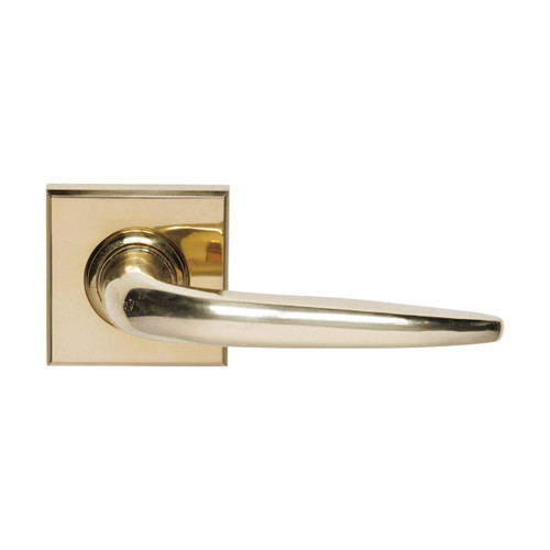 Domino Hale Lever Door Handle - Square Rosette - 56mm x 56mm - Polished Brass