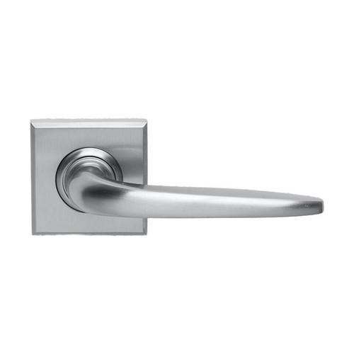 Domino Hale Lever Door Handle - Square Rosette Plate - Satin Chrome