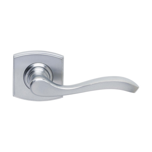 Domino Allart Lever Door Handle - Curved Rosette - 55mm x 55mm - Satin Chrome