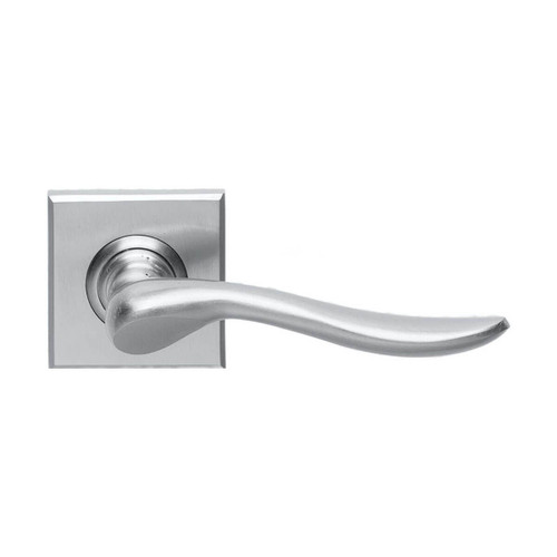 Domino Luna Lever Door Handle - Square Rosette Plate - Satin Chrome