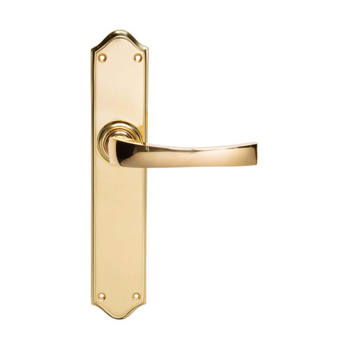 Domino Paramount Lever Door Handle - Shouldered Plate - Polished Brass