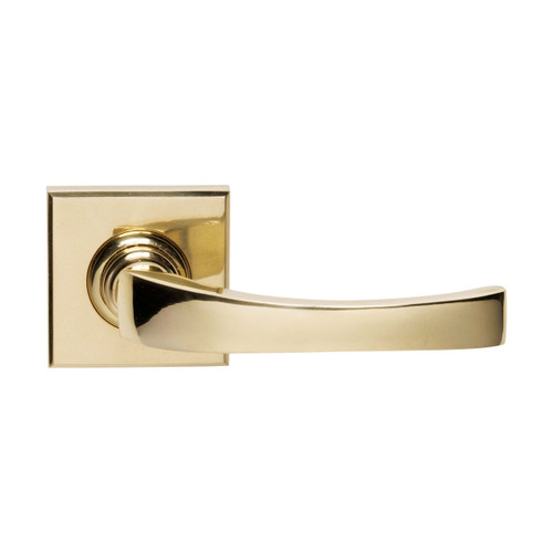 Domino Paramount Lever Door Handle - Square Rosette - 56mm x 56mm - Polished Brass