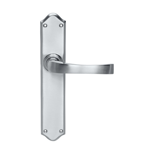 Domino Paramount Lever Door Handle - Shouldered Plate - Satin Chrome