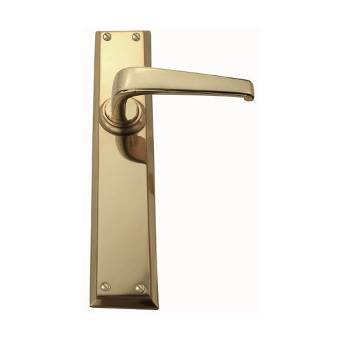 Domino Mckinnon Lever Door Handle - Single Bevelled Plate - Polished Brass