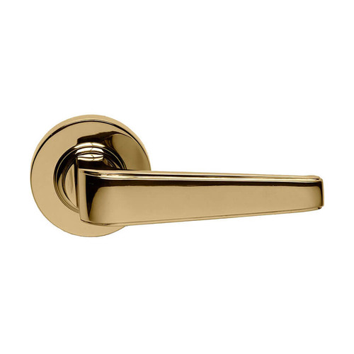 Domino Mckinnon Lever Door Handle - Round Rosette - 53mm - Polished Brass