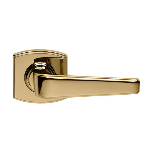 Domino Mckinnon Lever Door Handle - Curved Rosette - 55mm x 55mm - Polished Brass