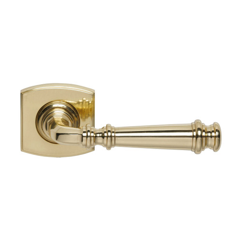 Domino Esme Lever Door Handle - Curved Rosette - 55mm x 55mm - Polished Brass