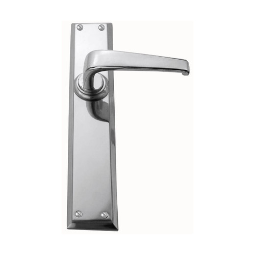 Domino Mckinnon Lever Door Handle - Single Bevelled Plate - 150mm x 50mm - Chrome
