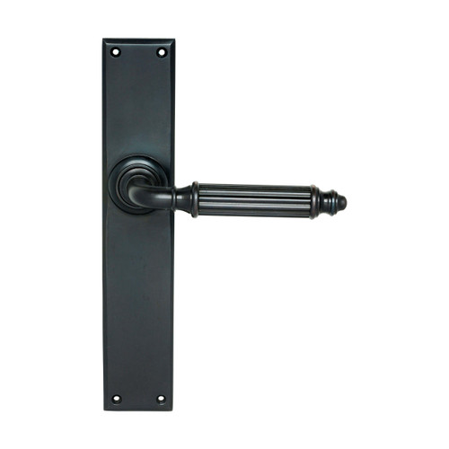 Domino Silas Lever Door Handle - Chamfered Plate - Antique Bronze
