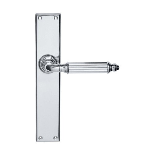 Domino Silas Lever Door Handle - Chamfered Plate - Chrome
