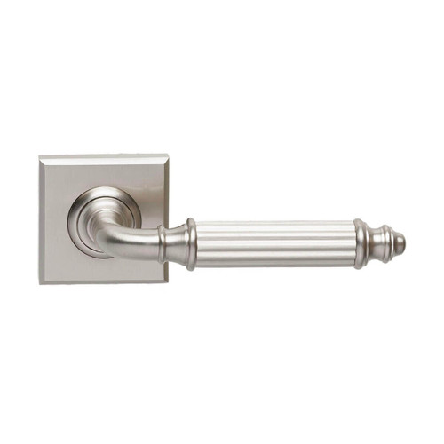 Domino Silas Lever Door Handle - Square Rosette - 56mm x 56mm - Satin Nickel