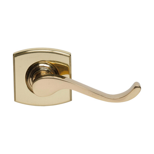 Domino Owen Lever Door Handle - Curved Rosette - 55mm x 55mm - Polished Brass