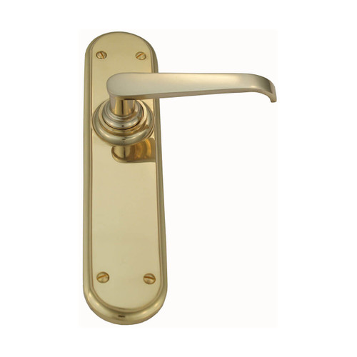 Domino Khan Lever Door Handle - Oval Plate - Polished Brass