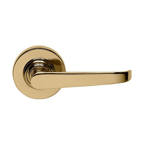 Domino Khan Lever Door Handle - Round Rosette - 53mm - Polished Brass