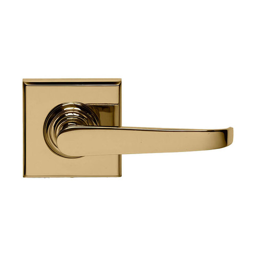 Domino Khan Lever Door Handle - Square Rosette - 56mm x 56mm - Polished Brass