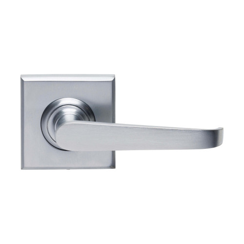 Domino Khan Lever Door Handle - Square Rosette Plate - Satin Chrome