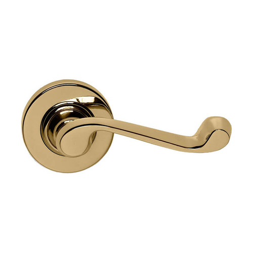 Domino Byron Lever Door Handle - Round Rosette - 53mm - Polished Brass