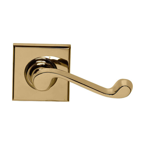 Domino Byron Lever Door Handle - Square Rosette - 56mm x 56mm - Polished Brass