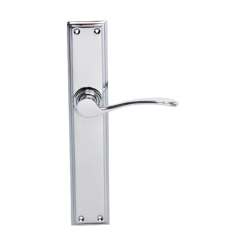 Domino Oakland Lever Door Handle - Double Bevelled Plate - Chrome