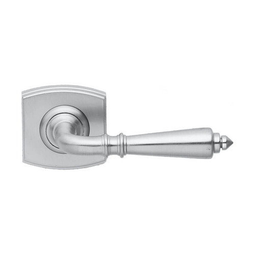 Domino Benington Lever Door Handle - Curved Rosette - 55mm x 55mm - Satin Chrome