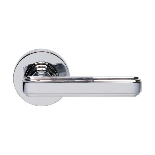Domino Jons Art Deco Lever Door Handle - Round Rosette - 53mm - Chrome