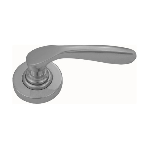 Domino Comus Lever Door Handle - Round Rosette - 53mm - Satin Chrome