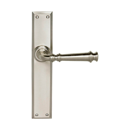 Domino Esme Lever Door Handle - Single Bevelled Plate - Satin Nickel