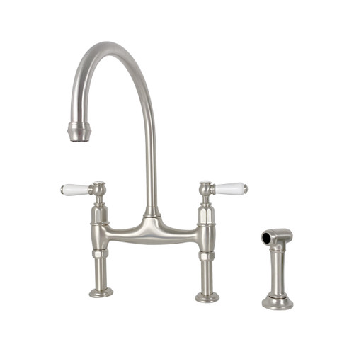 Perrin & Rowe Pendleton Bridging Kitchen Tap with Separate Spray - Swivel Spout - Pewter