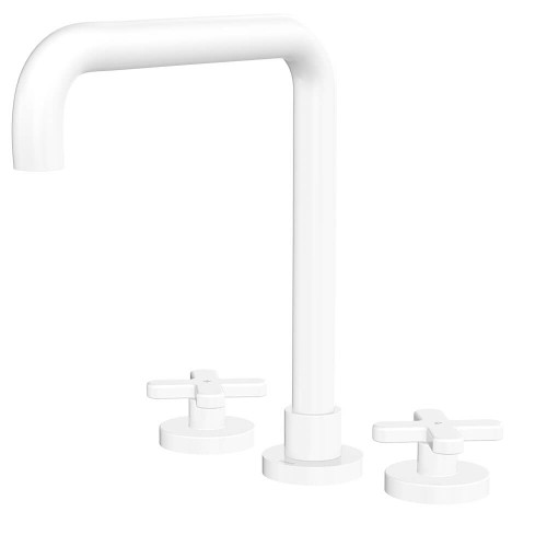 Fienza Kaya Cross Handle Hob Mounted Squareline Bath or Basin Tap - Fixed Spout - Matte White