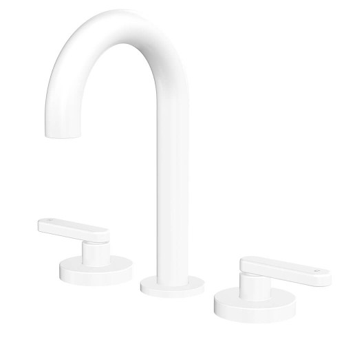 Fienza Kaya Lever Handle Hob Mounted Round Basin Tap - Fixed Spout - Matte White