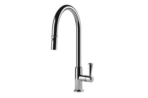 Turner Hastings Ludlow Kitchen Mixer Tap with Pull Out Spray - Metal Lever Handle - Swivel Spout - Chrome