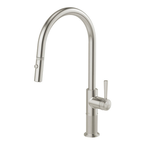 Phoenix Wiltern Kitchen Mixer Tap with Pull Out Spray - Swivel Spout - 230mm - Brushed Nickel