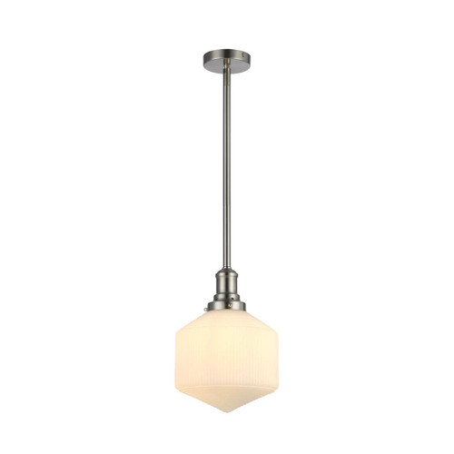 Lighting Inspirations Jefferson Rod Pendant Light - Opal Glass - 250mm - Brushed Nickel