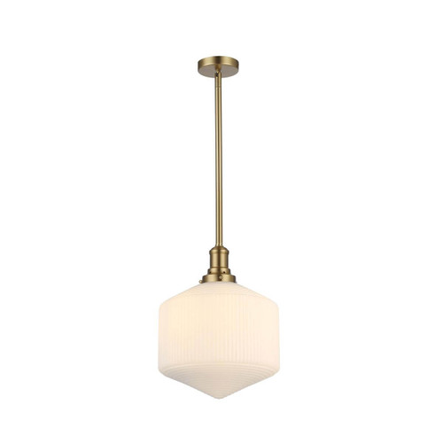 Lighting Inspirations Jefferson Rod Pendant Light - Opal Glass - 350mm - Satin Brass